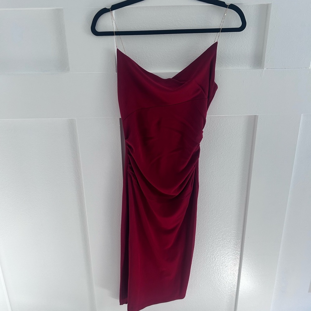 Diane Von Furstenberg Red Ruched Slip Dress Cocktail
